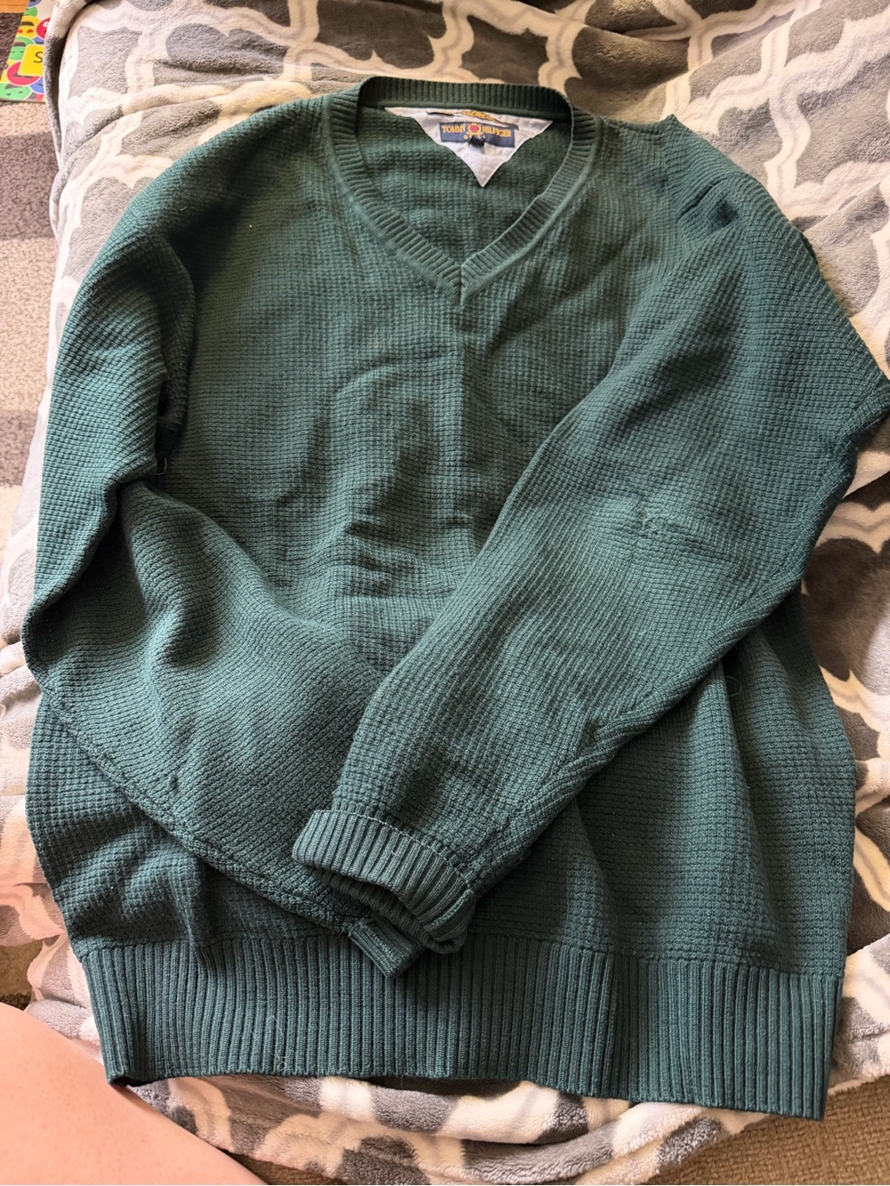 Tommy Hilfiger Forest Green V-Neck Sweater